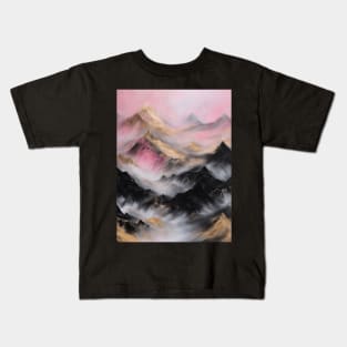 Pink and Gold Mountain Dreamscape Kids T-Shirt